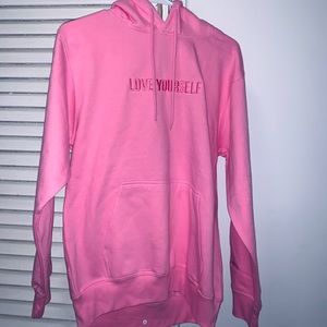 Phora’s Love Yourself Embroidered Hoodie- Pink